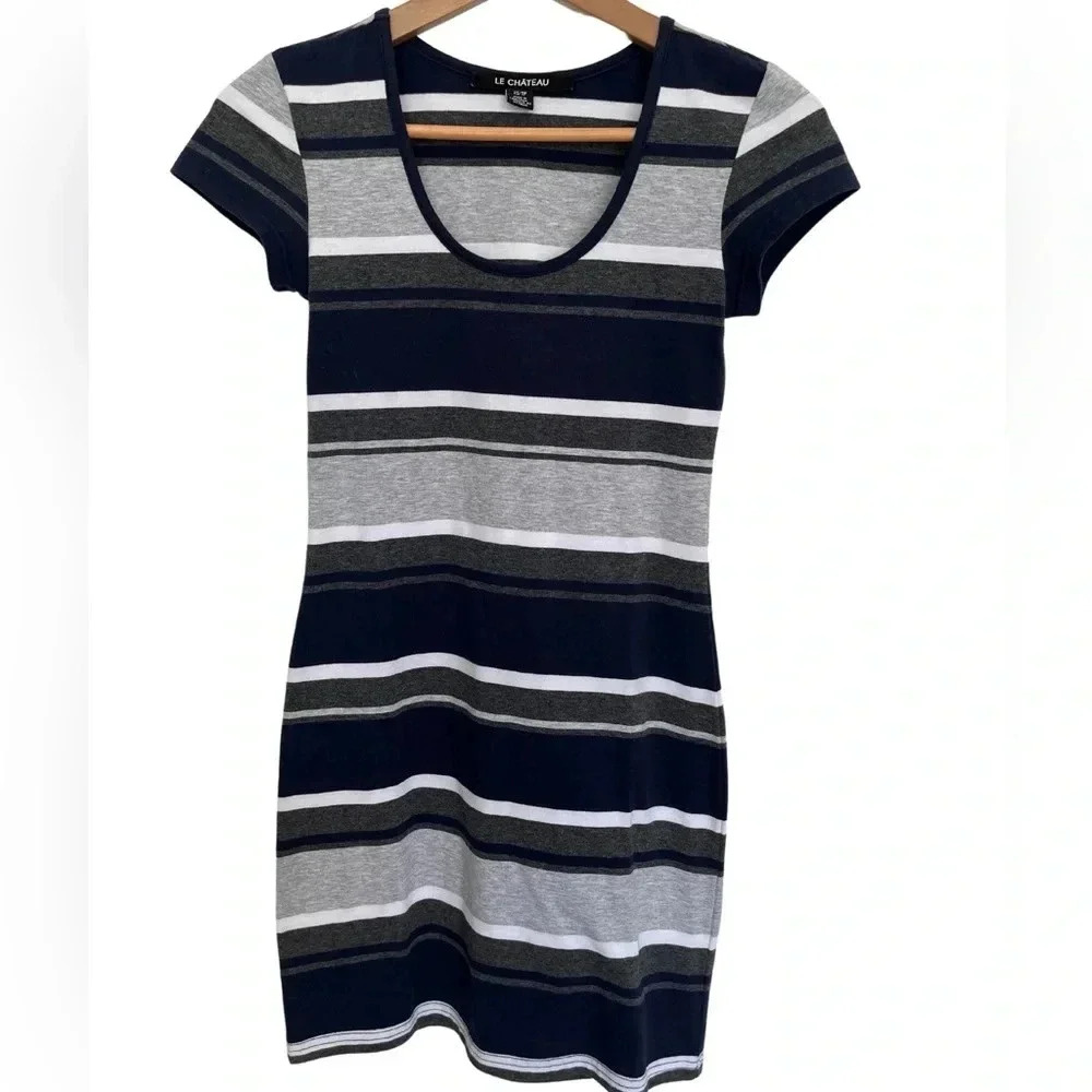Le Château Blue and Gray  Striped Mini Dress size XS